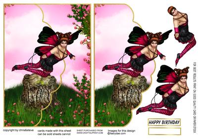 Pretty Flower Fairy 2 Envelopecard/card Front with Decoupage