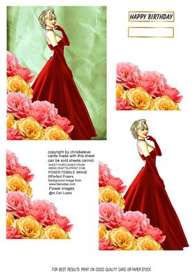 Pretty Lady in Red Decoupage