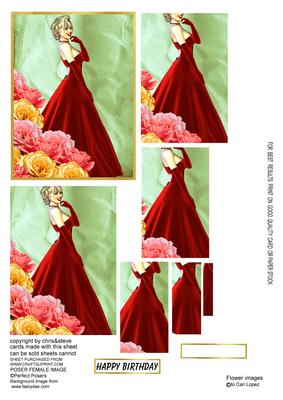 Pretty Lady in Red Oblong Pyramage