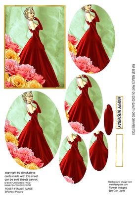 Pretty Lady in Red Oval Pyramage