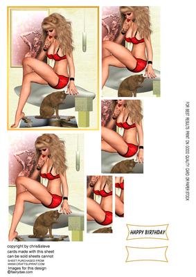The Pinup and the Cat Oblong Pyramage