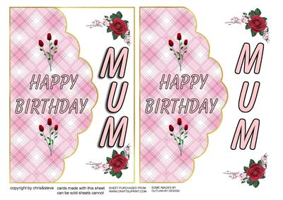Happy Birthday Mum Envelope Card with 3D
