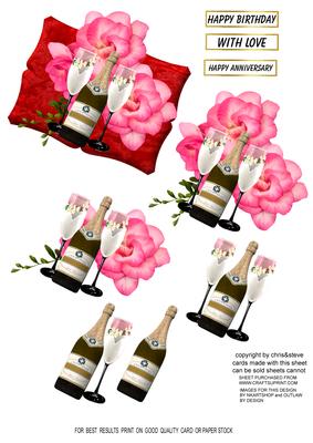 Champagne and Roses 1 Decoupage