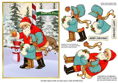 Santa and Little Girl Decoupage