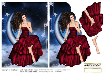 Swinging on a Star Envelope Card with Decoupage