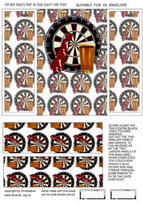For Him,darts,beer and Tie Gate Fold Card