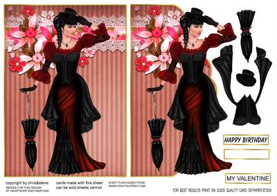 An Old Fashioned Girl Envelope Card with 3D Elements