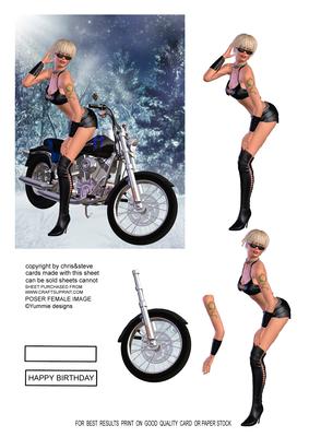 Biker Babe Decoupage