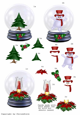Christmas Snow Globes Decoupage