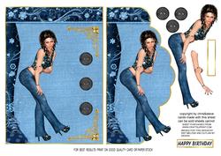 Blue Jean Girl with Decoupage Envelope Card