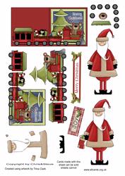 Santa and Christmas Train Decoupage