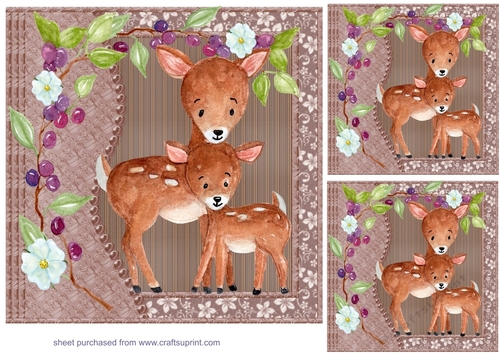 3 Cute deer card fronts/toppers
