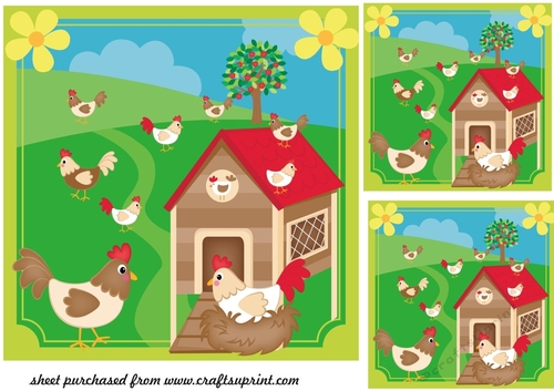 3 All about the chickens card fronts/toppers
