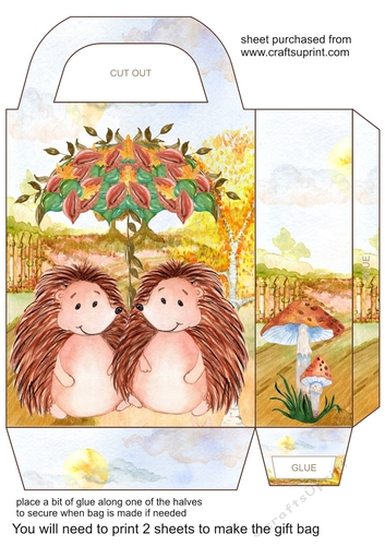 Autumn hedgehogs gift bag