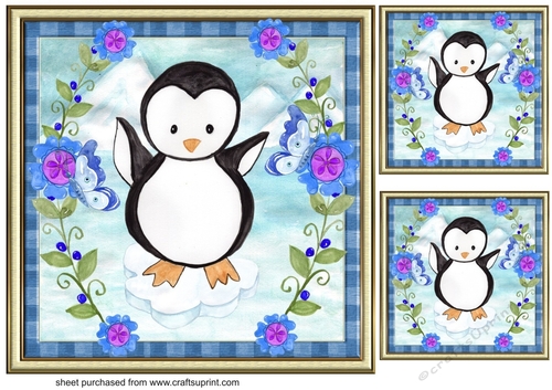 3 Arctic friends Christmas card front/toppers 2