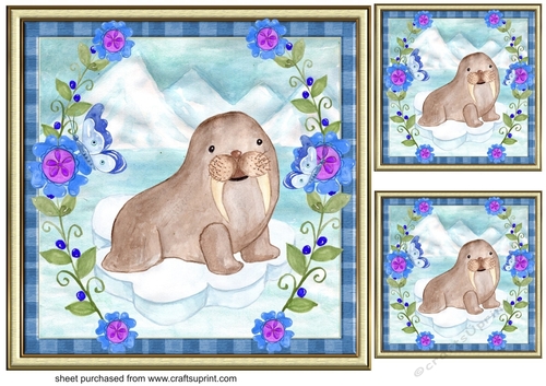 3 Arctic friends Christmas card front/toppers 5