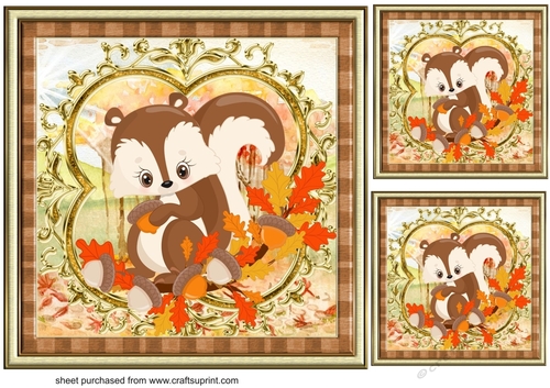 3 Autumn squirrel card fronts/toppers