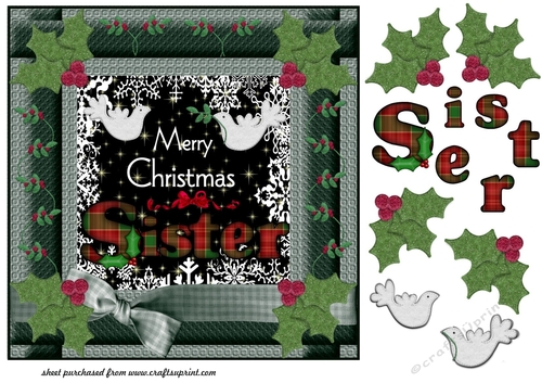 Tartan Sister Christmas card front