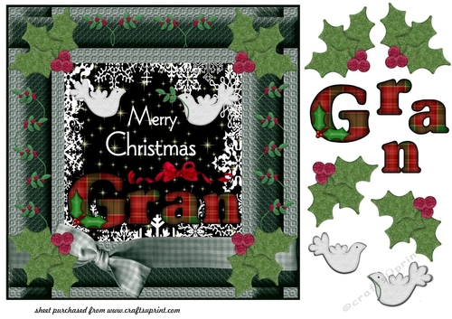 Tartan Gran Christmas card front