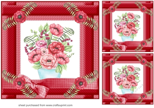3 Red poppies card fronts/toppers 2
