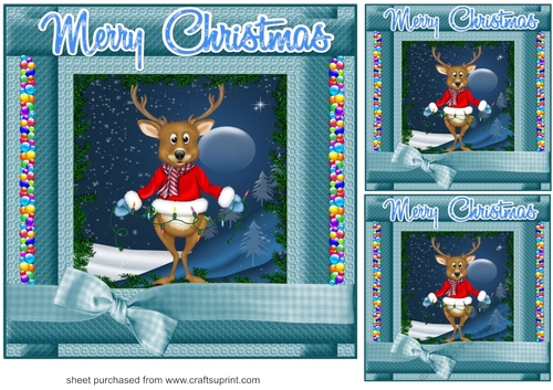 3 Christmas moose card fronts/toppers