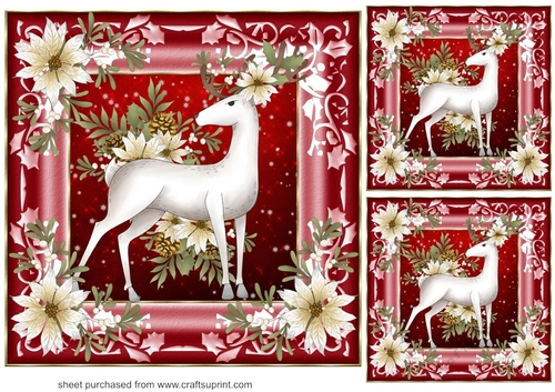 3 White Christmas buck card fronts/toppers 1