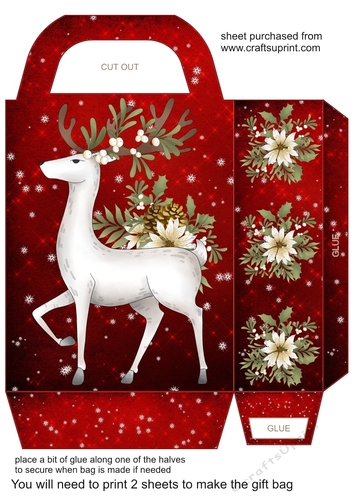 White Christmas buck gift bag (red) 1
