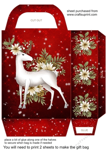 White Christmas buck gift bag (red) 2