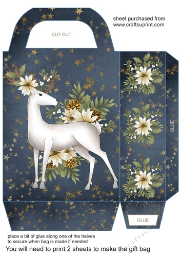 White Christmas buck gift bag (blue) 2