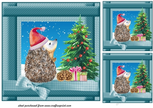3 hedgehog Christmas card fronts 1
