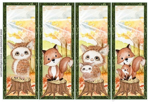4 Woodland animals toppers/bookmarks 1