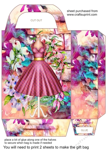 Pink floral dress gift bag 2