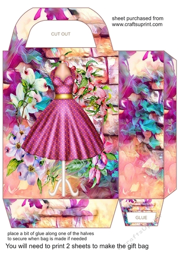 Pink floral dress gift bag 3