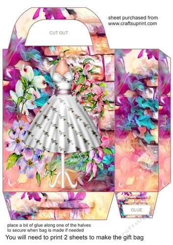 Pink floral dress gift bag 8