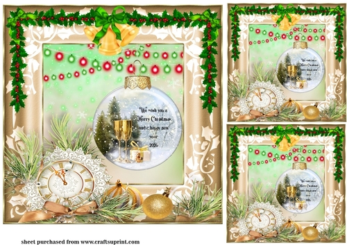 3 Christmas bauble card fronts/toppers 1