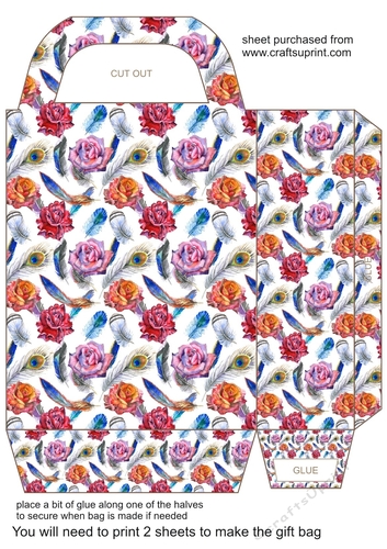 Roses and feathers gift bag