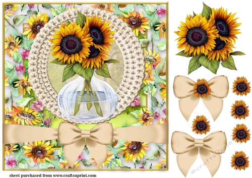 Framed sunflowers card front 1