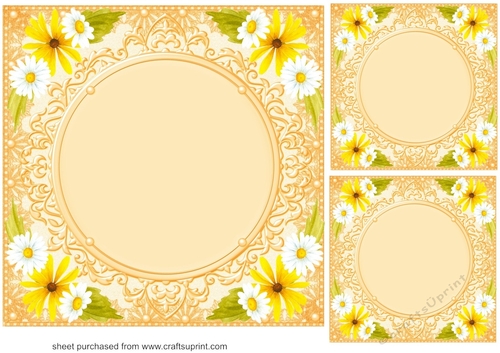 3 Yellow and white floral card front/topper blanks