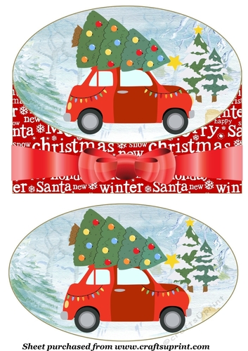 Red Christmas car card front 2