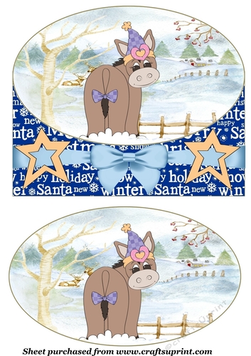 Christmas donkey card front 1
