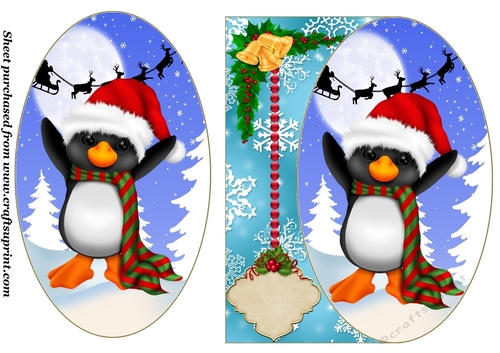 Christmas penguin card front