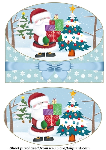Santa giving presents card front