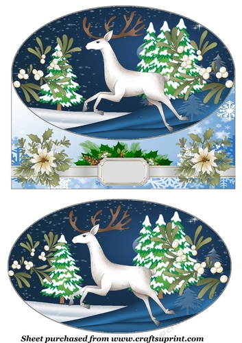 White Christmas stag card front 3