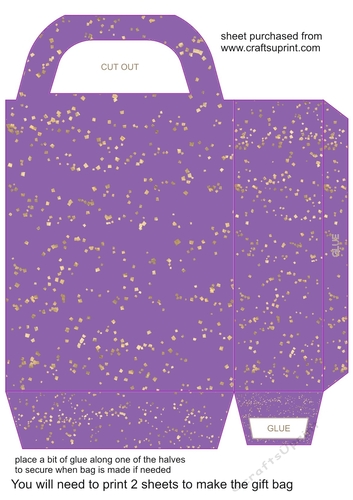 Purple and gold confetti  gift bag 4