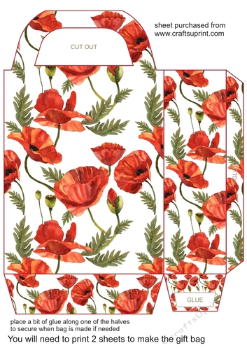 Red poppies gift bag 2