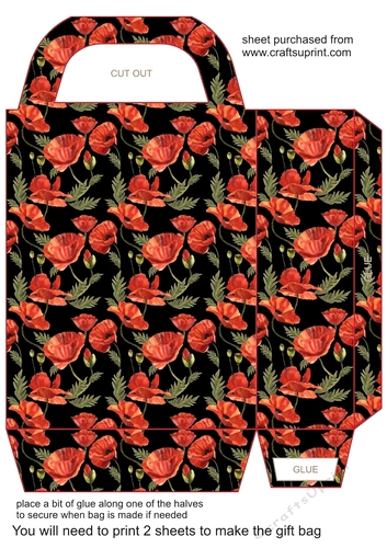 Red poppies gift bag 3