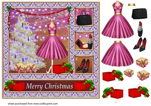 Quintet frame Christmas outfit card front
