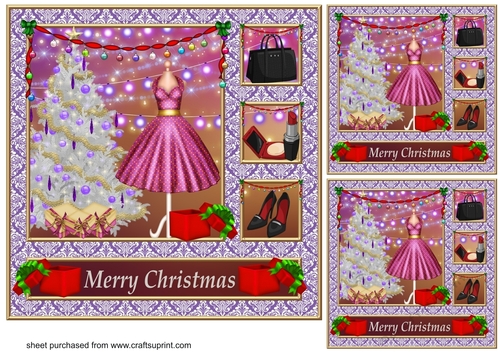 3 Quintet frame Christmas fashion card fronts/toppers