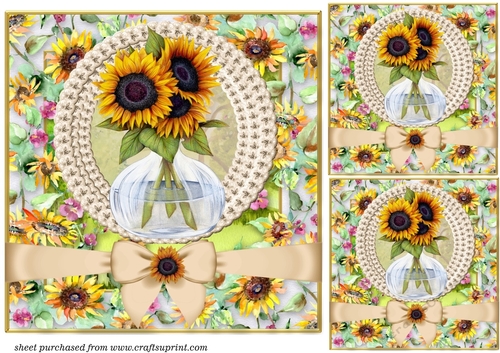 3 Framed sunflower card fronts/toppers 1