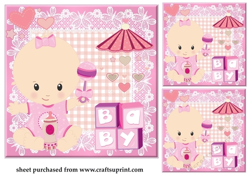 3 Baby girl card fronts/toppers